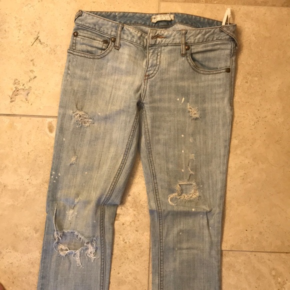 Free People Light Wash Ripped Low Rise Jeans - Picture 2 of 5